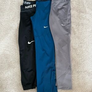 Nike Pro Leggings Bundle | 3 Pairs | Black, Blue & Gray | Women’s